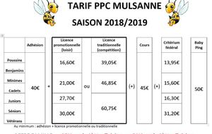 Tarif Adhésion 2018/2019